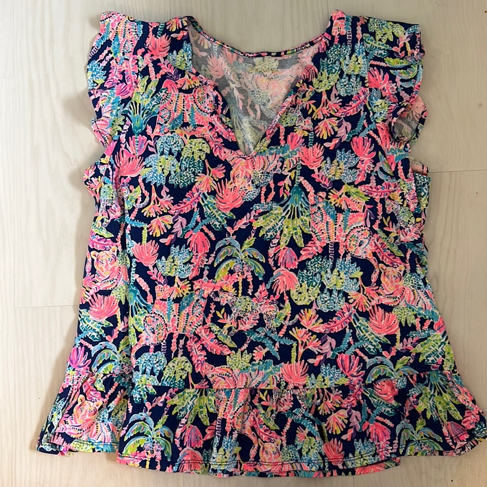 Lacie Peplum Top In Oyster Bay Navy Seen And Herd